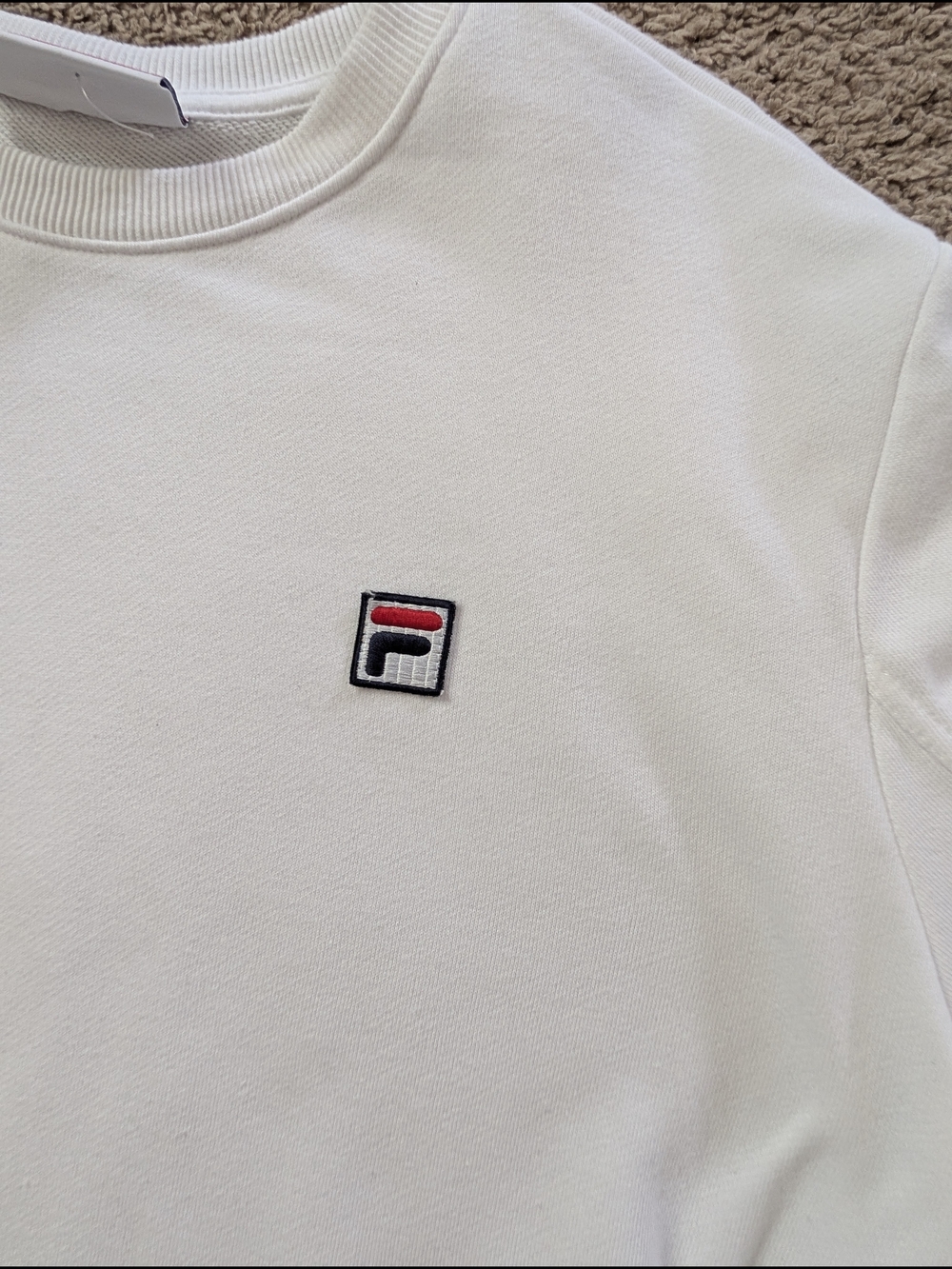 Fila White French Terry Crewneck Sweatshirt with Striped Trim Size XL - Picture 7 of 12